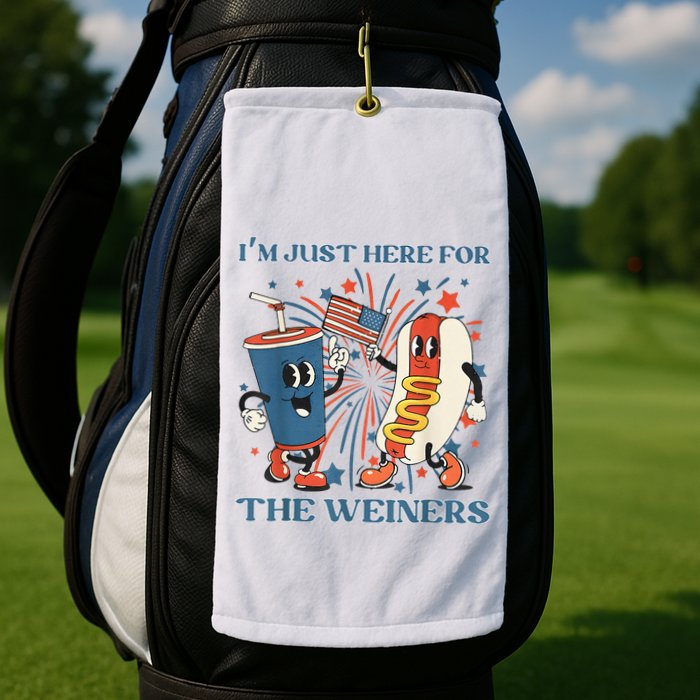 Hot Dog Im Just Here For The Wieners 4Th Of July Golf Towel