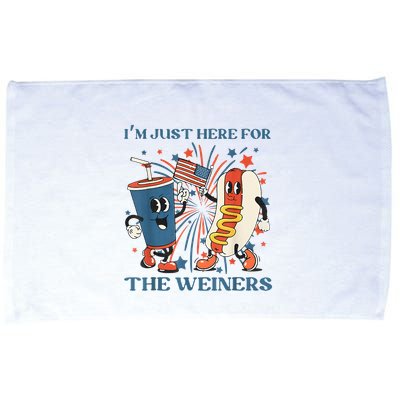 Hot Dog Im Just Here For The Wieners 4Th Of July Microfiber Hand Towel