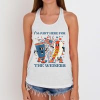 Hot Dog Im Just Here For The Wieners 4Th Of July Women's Knotted Racerback Tank