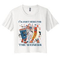 Hot Dog Im Just Here For The Wieners 4Th Of July Women's Crop Top Tee