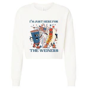 Hot Dog Im Just Here For The Wieners 4Th Of July Cropped Pullover Crew