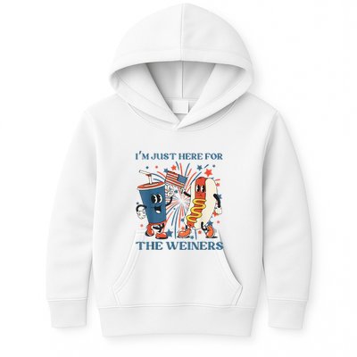 Hot Dog Im Just Here For The Wieners 4Th Of July Kids Hoodie