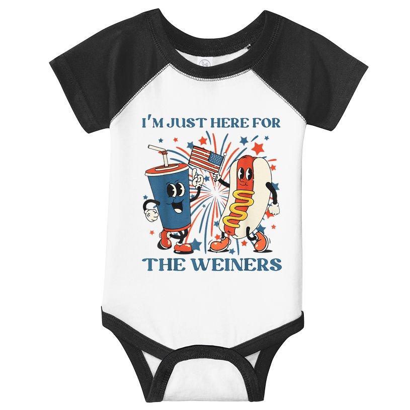 Hot Dog Im Just Here For The Wieners 4Th Of July Infant Baby Jersey Bodysuit