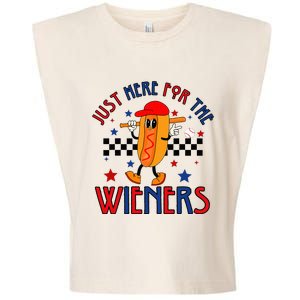 Hot Dog I'm Just Here For The Wieners 4Th Of July Garment-Dyed Women's Muscle Tee