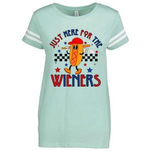 Hot Dog I'm Just Here For The Wieners 4Th Of July Enza Ladies Jersey Football T-Shirt