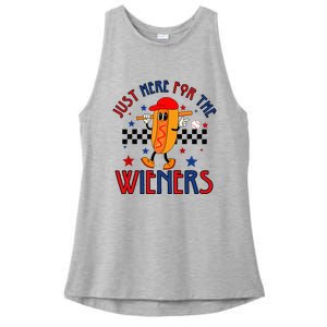 Hot Dog I'm Just Here For The Wieners 4Th Of July Ladies PosiCharge Tri-Blend Wicking Tank