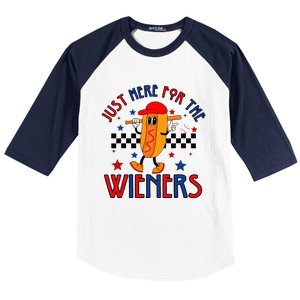 Hot Dog I'm Just Here For The Wieners 4Th Of July Baseball Sleeve Shirt