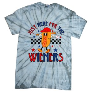 Hot Dog I'm Just Here For The Wieners 4Th Of July Tie-Dye T-Shirt