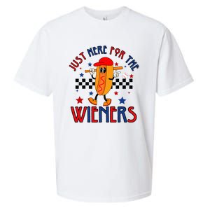 Hot Dog I'm Just Here For The Wieners 4Th Of July Sueded Cloud Jersey T-Shirt