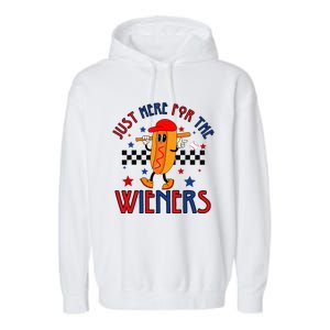 Hot Dog I'm Just Here For The Wieners 4Th Of July Garment-Dyed Fleece Hoodie