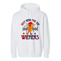 Hot Dog I'm Just Here For The Wieners 4Th Of July Garment-Dyed Fleece Hoodie