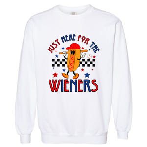 Hot Dog I'm Just Here For The Wieners 4Th Of July Garment-Dyed Sweatshirt