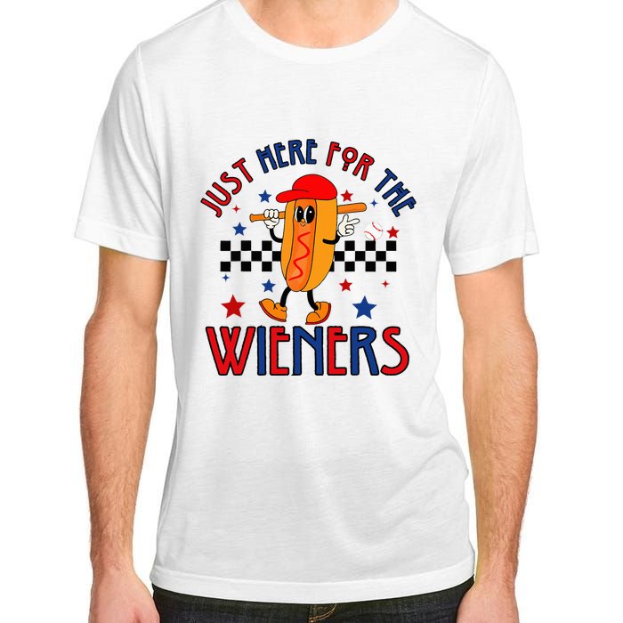 Hot Dog I'm Just Here For The Wieners 4Th Of July Adult ChromaSoft Performance T-Shirt