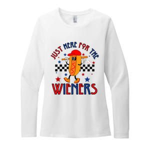 Hot Dog I'm Just Here For The Wieners 4Th Of July Womens CVC Long Sleeve Shirt