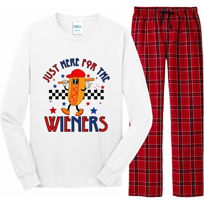 Hot Dog I'm Just Here For The Wieners 4Th Of July Long Sleeve Pajama Set