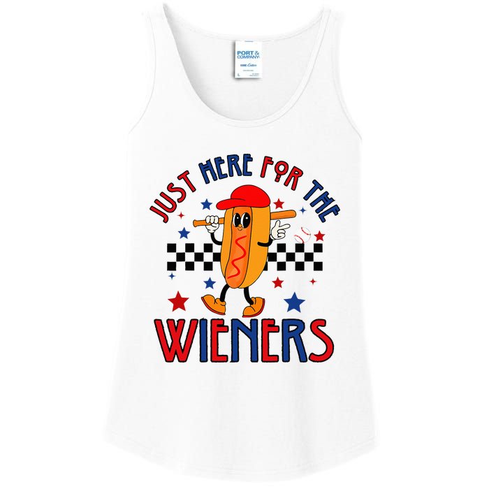 Hot Dog I'm Just Here For The Wieners 4Th Of July Ladies Essential Tank