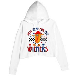 Hot Dog I'm Just Here For The Wieners 4Th Of July Crop Fleece Hoodie