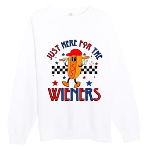 Hot Dog I'm Just Here For The Wieners 4Th Of July Premium Crewneck Sweatshirt