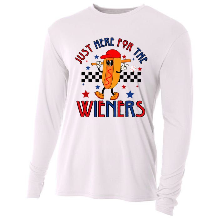 Hot Dog I'm Just Here For The Wieners 4Th Of July Cooling Performance Long Sleeve Crew