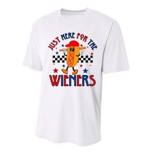 Hot Dog I'm Just Here For The Wieners 4Th Of July Performance Sprint T-Shirt