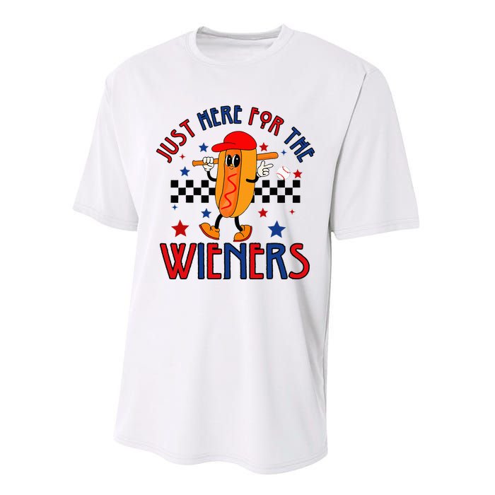 Hot Dog I'm Just Here For The Wieners 4Th Of July Performance Sprint T-Shirt