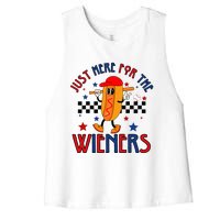 Hot Dog I'm Just Here For The Wieners 4Th Of July Women's Racerback Cropped Tank