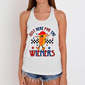 Hot Dog I'm Just Here For The Wieners 4Th Of July Women's Knotted Racerback Tank