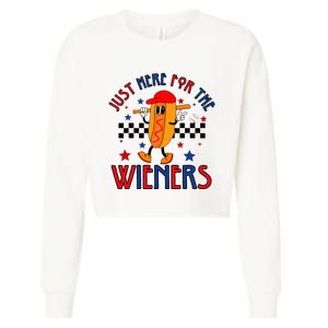 Hot Dog I'm Just Here For The Wieners 4Th Of July Cropped Pullover Crew