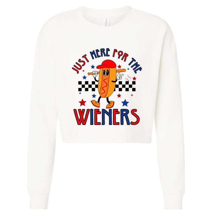 Hot Dog I'm Just Here For The Wieners 4Th Of July Cropped Pullover Crew