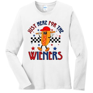 Hot Dog I'm Just Here For The Wieners 4Th Of July Ladies Long Sleeve Shirt