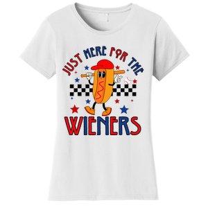 Hot Dog I'm Just Here For The Wieners 4Th Of July Women's T-Shirt