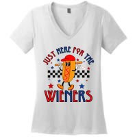 Hot Dog I'm Just Here For The Wieners 4Th Of July Women's V-Neck T-Shirt