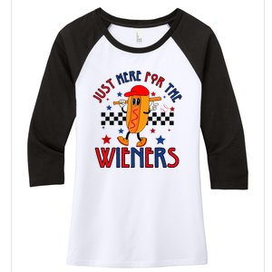 Hot Dog I'm Just Here For The Wieners 4Th Of July Women's Tri-Blend 3/4-Sleeve Raglan Shirt