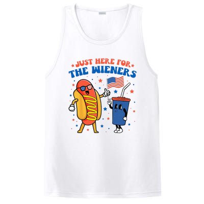 Hot Dog I'm Just Here For The Wieners Funny 4Th Of July PosiCharge Competitor Tank