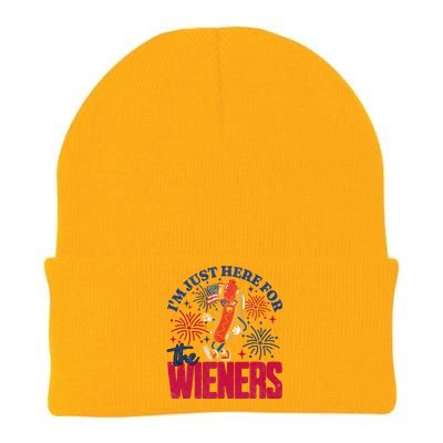 Hot Dog IM Just Here For The Wieners 4th Of July Gift Knit Cap Winter Beanie