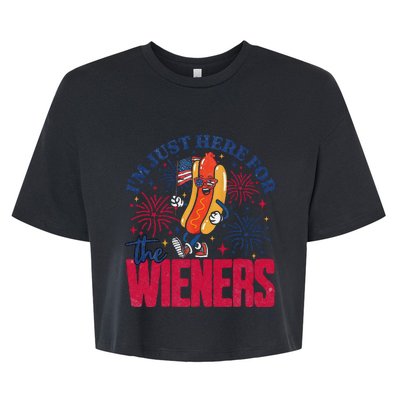 Hot Dog IM Just Here For The Wieners 4th Of July Gift Bella+Canvas Jersey Crop Tee