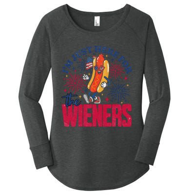 Hot Dog IM Just Here For The Wieners 4th Of July Gift Women's Perfect Tri Tunic Long Sleeve Shirt