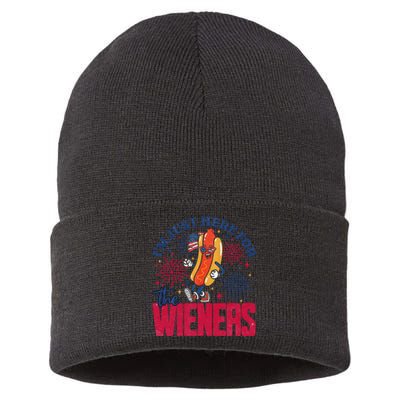 Hot Dog IM Just Here For The Wieners 4th Of July Gift Sustainable Knit Beanie