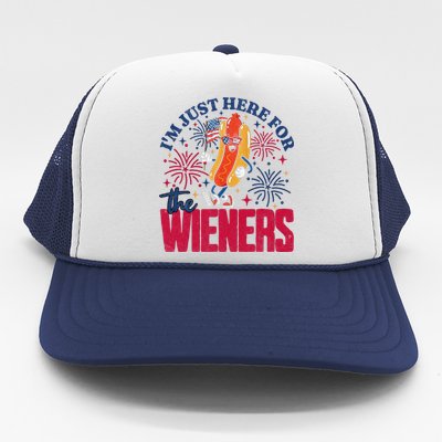 Hot Dog IM Just Here For The Wieners 4th Of July Gift Trucker Hat