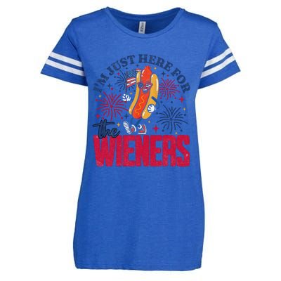 Hot Dog IM Just Here For The Wieners 4th Of July Gift Enza Ladies Jersey Football T-Shirt