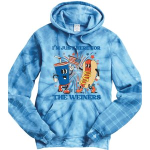 Hot Dog I'm Just Here For The Wieners Sausage 4th of July Tie Dye Hoodie