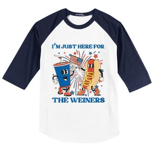 Hot Dog I'm Just Here For The Wieners Sausage 4th of July Baseball Sleeve Shirt