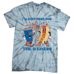 Hot Dog I'm Just Here For The Wieners Sausage 4th of July Tie-Dye T-Shirt