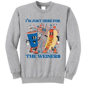 Hot Dog I'm Just Here For The Wieners Sausage 4th of July Tall Sweatshirt