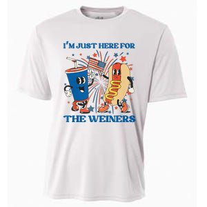 Hot Dog I'm Just Here For The Wieners Sausage 4th of July Cooling Performance Crew T-Shirt