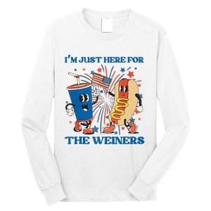 Hot Dog I'm Just Here For The Wieners Sausage 4th of July Long Sleeve Shirt