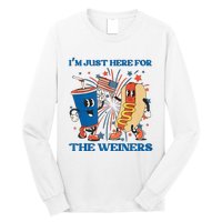 Hot Dog I'm Just Here For The Wieners Sausage 4th of July Long Sleeve Shirt