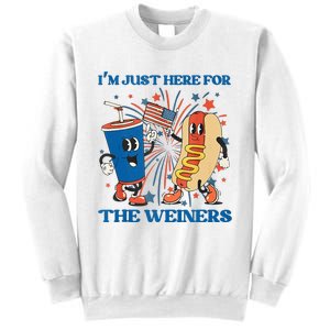 Hot Dog I'm Just Here For The Wieners Sausage 4th of July Sweatshirt