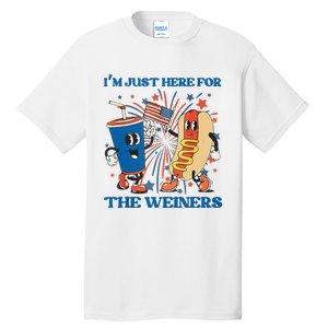 Hot Dog I'm Just Here For The Wieners Sausage 4th of July Tall T-Shirt