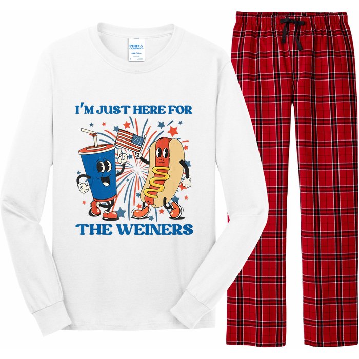 Hot Dog I'm Just Here For The Wieners Sausage 4th of July Long Sleeve Pajama Set